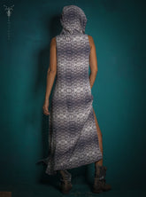 Hooded Long Dress with Print